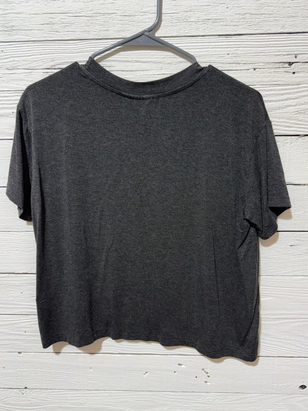 Women's Gray Cropped Crewneck Tee Relaxed Casual - Picture 3 of 3